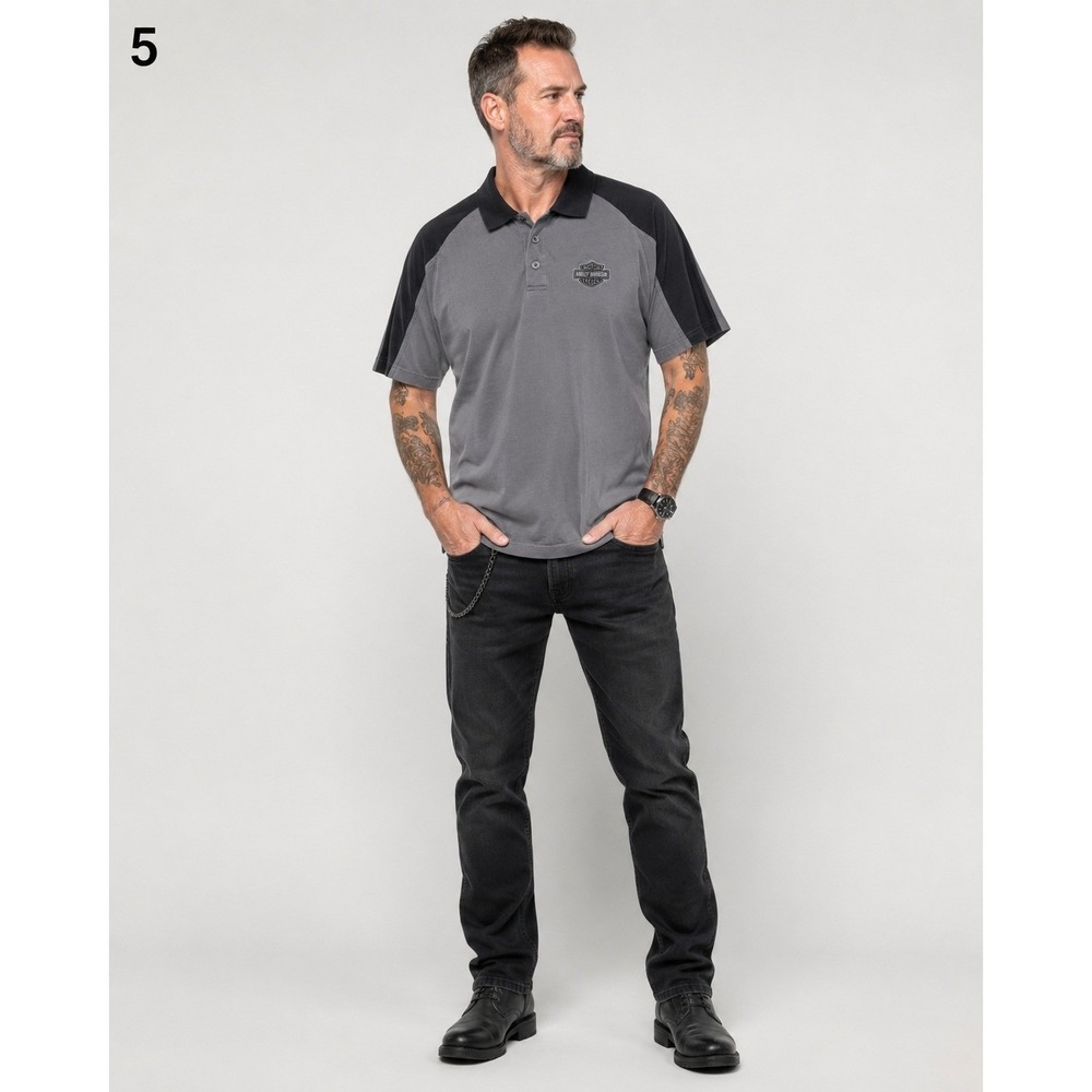 Harley Davidson Polo Shirt Mens Large Gray Black 100% Cotton Livermore, CA